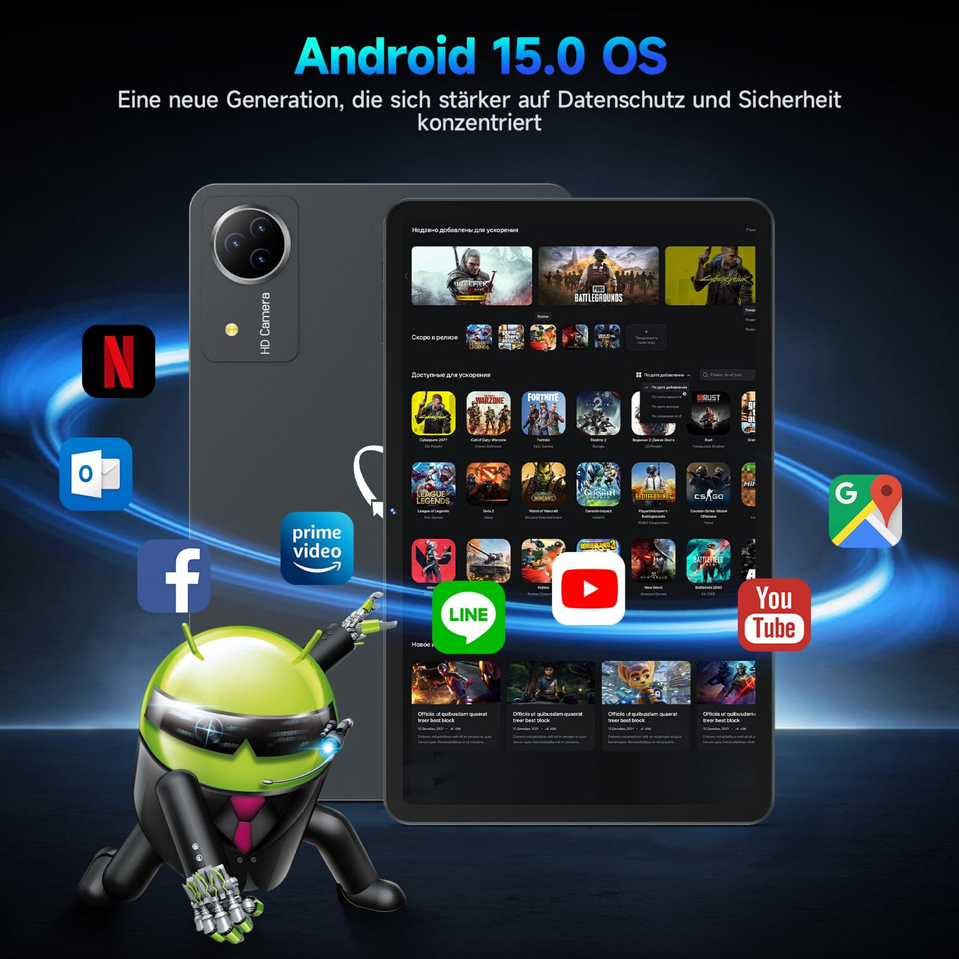 FEONAL Android 15 Tablet 12 Zoll 2K Display Helio G99 Gaming Tablet mit Tastatur/Stift/Maus, Gemini AI, 16(8+8) GB RAM+256GB ROM (2TB TF), 5G WiFi Tablets-PC, 21MP/9000mAh/Widevine L1/GPS/BT5 - Grau