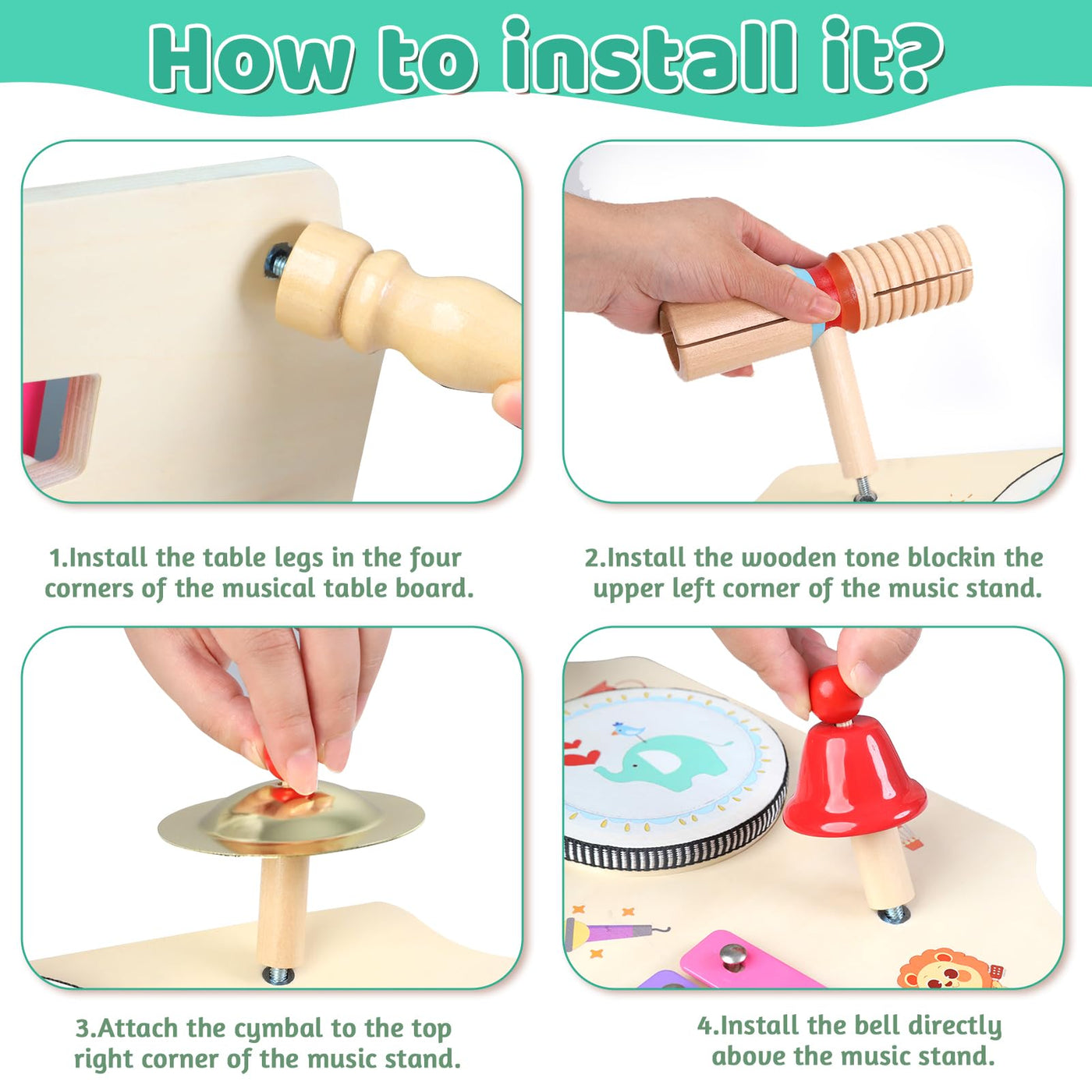 LZDMY Schlagzeug Kinder, 11-in-1 Trommel Musikinstrumente für Kinder ab 1 2 3 Jahr mit Xylophon, Kinderspielzeug Holzspielzeug für Ostern Weihnacht Geschenk Junge Mädchen