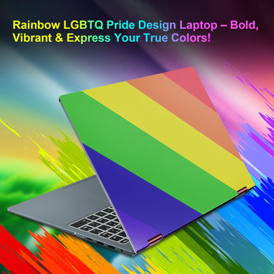 jumper Regenbogen Laptop 16 Zoll, 2 in 1 Convertible Pride Laptops, 16GB DDR4 640GB ROM Notebook, 1 Jahr Office 365, Fingerabdruckleser, QWERTZ Tastatur mit Hintergrundbeleuchtung, WiFi 6, 53.2WH