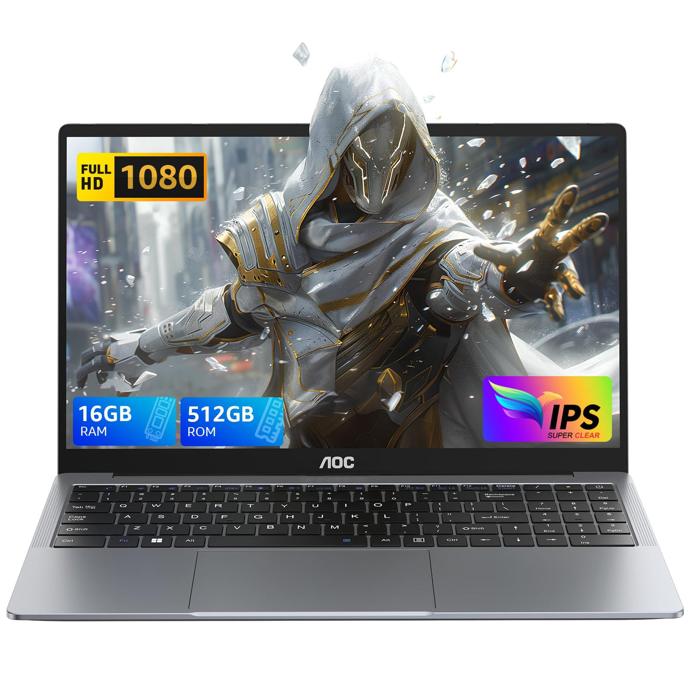 AOC Laptop,Alder Lake N97,Up to 3.6GHz,16 GB DDR4,512 GB SSD(Unterstützt Erweiterung 2 TB),Büro Notebook Computer,Metall gehäuse,180°-Faltung,HDMI,WiFi