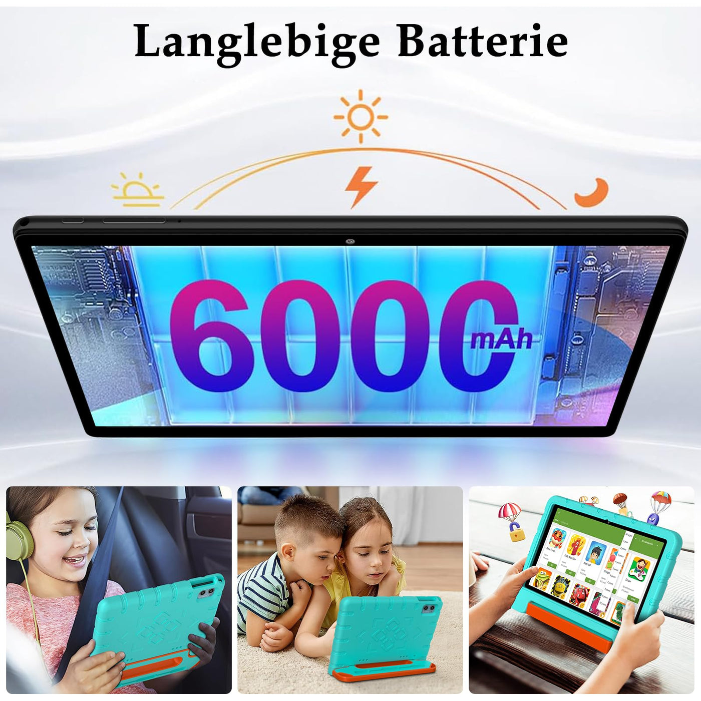 ZIOVO Tablet 10 Zoll Android mit 20GB RAM+128GB ROM(TF 1TB), 5G WiFi 6, Octa-Core, Widevine L1, Face ID, 1280 * 800, 6000mAh, Bluetooth 5.0, GMS Certified Tablet mit Eva Case - Grün