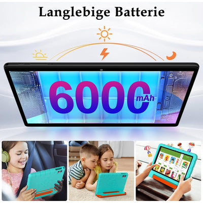ZIOVO Tablet 10 Zoll Android mit 20GB RAM+128GB ROM(TF 1TB), 5G WiFi 6, Octa-Core, Widevine L1, Face ID, 1280 * 800, 6000mAh, Bluetooth 5.0, GMS Certified Tablet mit Eva Case - Grün