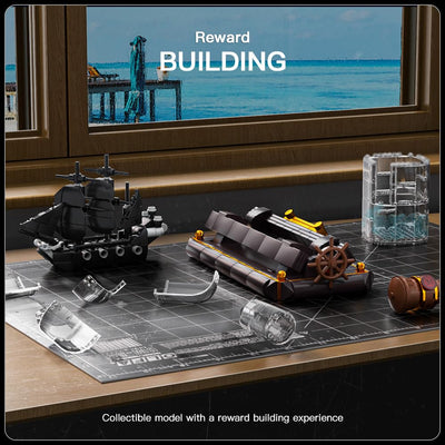 Mould King 10070 Piratenschiff in Flasche Bausteine Black Pearl Segelschiff Klemmbausteine Sammler Schiffsmodell Geschenk für ab 8 Jahren(778 Teile)