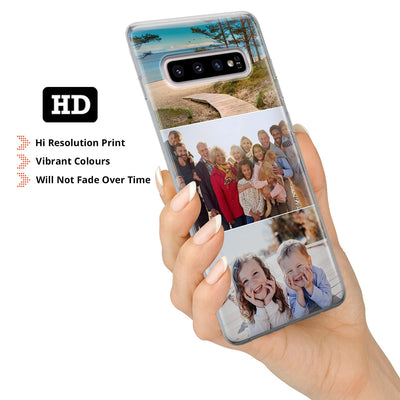 TULLUN Personalisierte Handyhülle für Samsung Galaxy A35 - Ihr Eigenes Collage Bild Foto Idee Design Stil Brauch Soft Gel Schutzhülle HandyHülle - Collage mit 3 horizontalen Fotos
