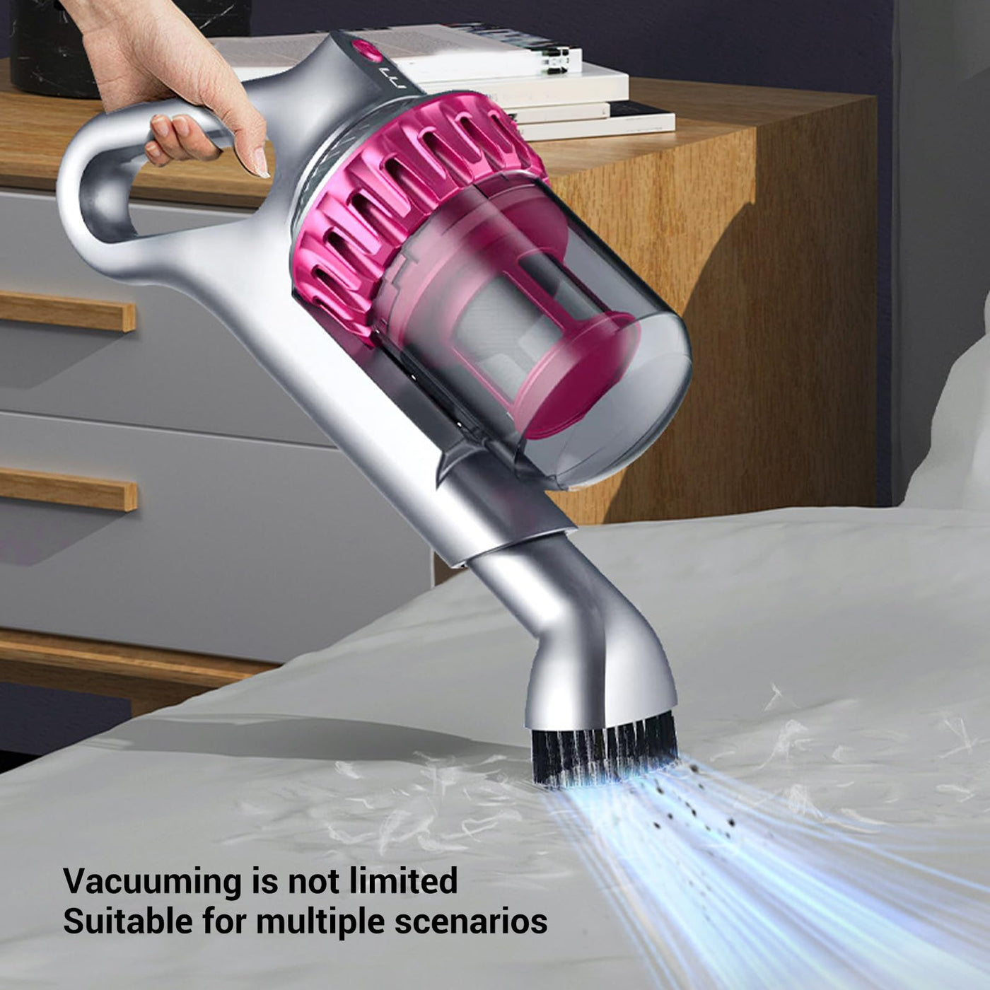 Jiawu Bettstaubsauger - 3-in-1-Akku-Matratzenstaubsauger, 10Kpa Dual Beat Hand-Tiefenreiniger für Bettlaken, Teppich, Stoff, Sofa, Staubsauger, Geräuscharm