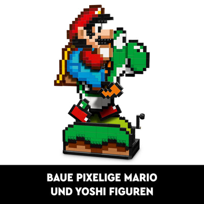 LEGO Super Mario World: Mario & Yoshi Nintendo Set zum Sammeln, pixelige Figuren, Modell zum Bauen und Ausstellen, Wohn-Deko und Sammlerstück, Modellbausatz und Geschenk für Erwachsene Fans 71438