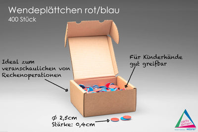 WISSNER® 400 Wendeplättchen in rot-blau aus RE-Plastic, Rechenplättchen für den Mathematikunterricht in der Grundschule, Plättchen