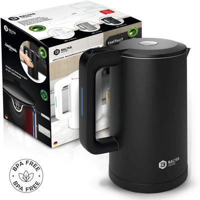 Balter Wasserkocher Edelstahl WK-4, 1,7 Liter, elektrischer Wasserkocher, Doppelwand Design, BPA frei, LED, Teekocher Kompakt, leise (Mint)