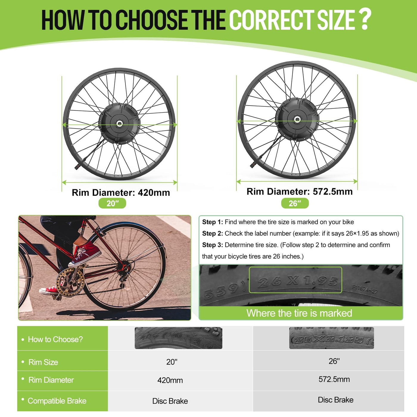 BAFANG G062 48V 1000W Hinterradmotor für 175 mm Tropfen, 20" 26" Fat Tire Elektro-Rad-Umsetzungs-Kit mit Akku (optional) und LCD-Anzeige (optional), Hinterrad hub Motor-Rad-Kit mit PAS-Sensor