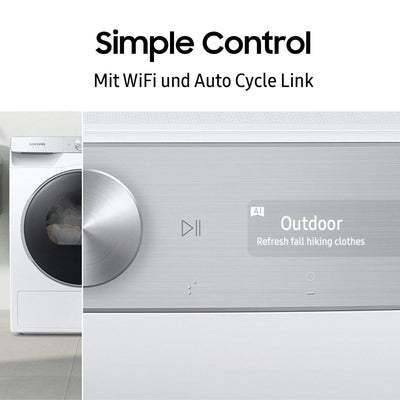Samsung DV80T6220LX/S2 Wärmepumpentrockner, 8 kg, Simple Control mit WiFi und Auto Cycle Link, Hygiene+ Programm, Air Wash, Inox