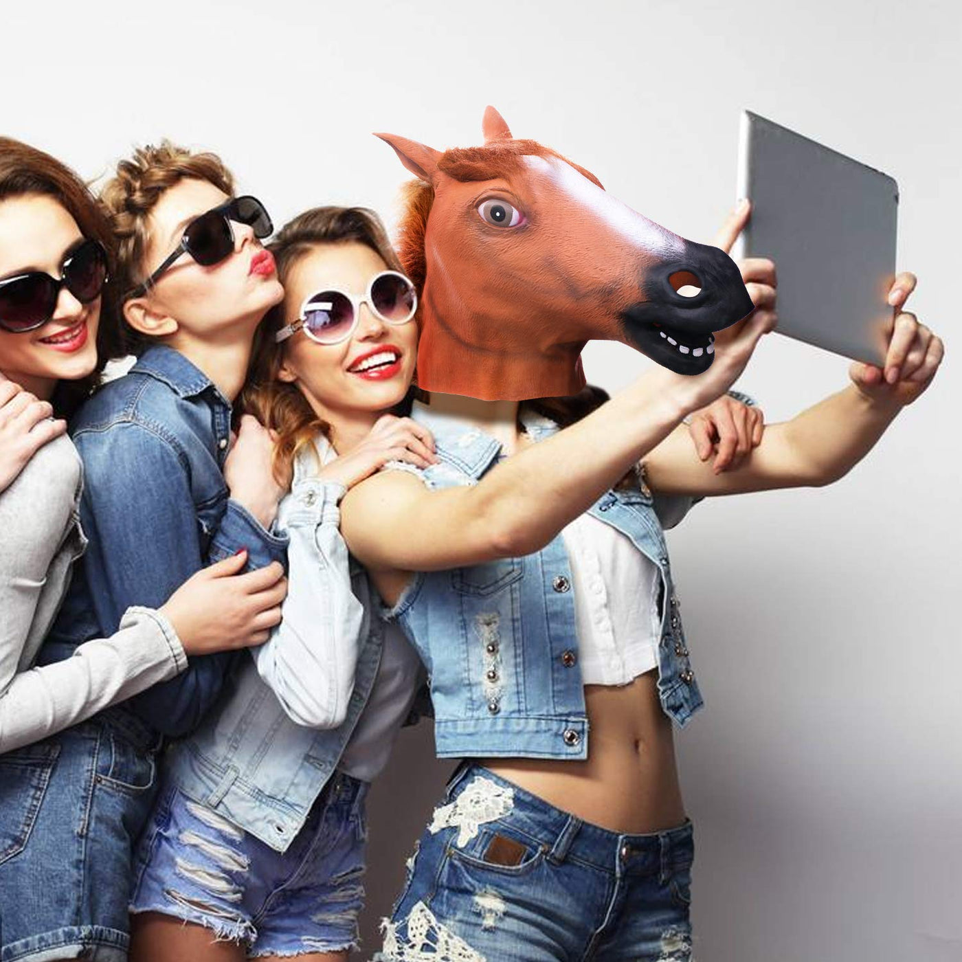 molezu Pferdemaske für Weihnachten Maske latex Tiermaske Erwachsene Weihnachtsmaske Pferdekopf Pferd Kostüm für Weihnachten Party Dekoration