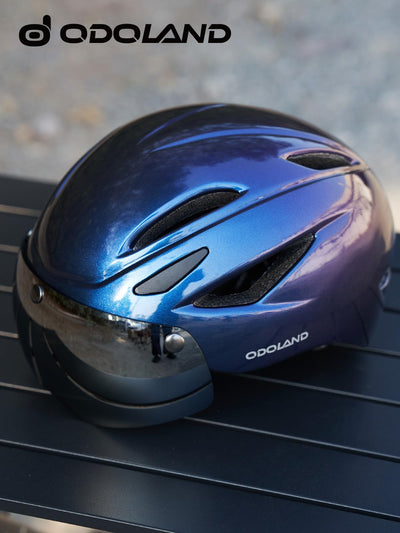 Odoland Fahrradhelm mit Magnetische Visier und Sportbrille, Abnehmbarer Schutzbrille Fahrradhelm, Cityhelm Urban Rennradhelm für Erwachsenen Herren Damen