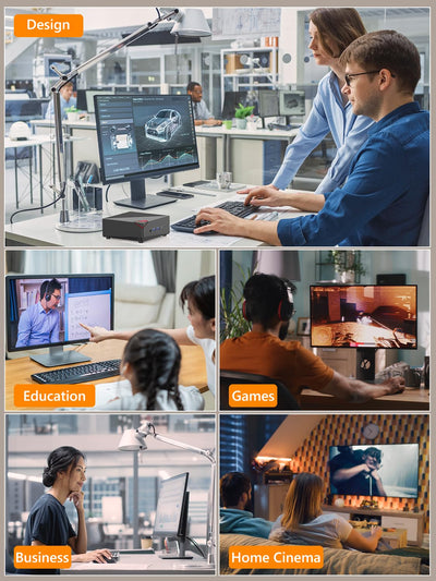 NiPoGi AM06 PRO Mini PC АMD Ryzen 7 5825U(8C/16T, bis zu 4,5 GHz), 16GB DDR4 512GB M.2 SSD Mini Desktop Computer WiFi 6, Dual LAN, DP/HDMI 2.0/Type-C 4K Triple Display Mini-PC mit VESA für Schule/Büro