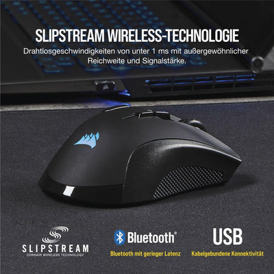 CORSAIR IRONCLAW RGB WIRELESS FPS/MOBA Gaming Mouse - 18.000 DPI - 10 Programmierbare Tasten - Für Große Hände Geeignet - iCUE-Kompatibel - PC, Mac, PS5, PS4, Xbox - Schwarz