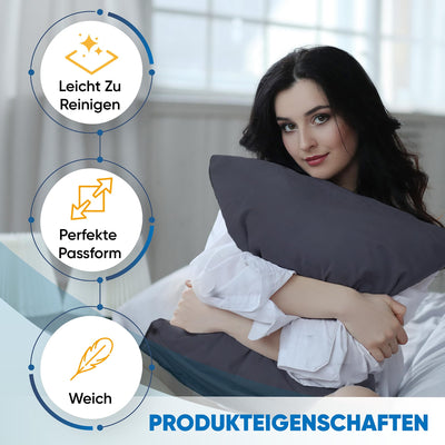 MALIKA® Bettwäsche 135x200 4 teilig | ÖkoTex Zertifiziert & für Allergiker geeignet |Bettwäsche Set mit je 2 Bettbezügen 135 x 200 & Kissenbezügen 80x80 | modern & hochwertig, Farbe:Petrol-GRAU