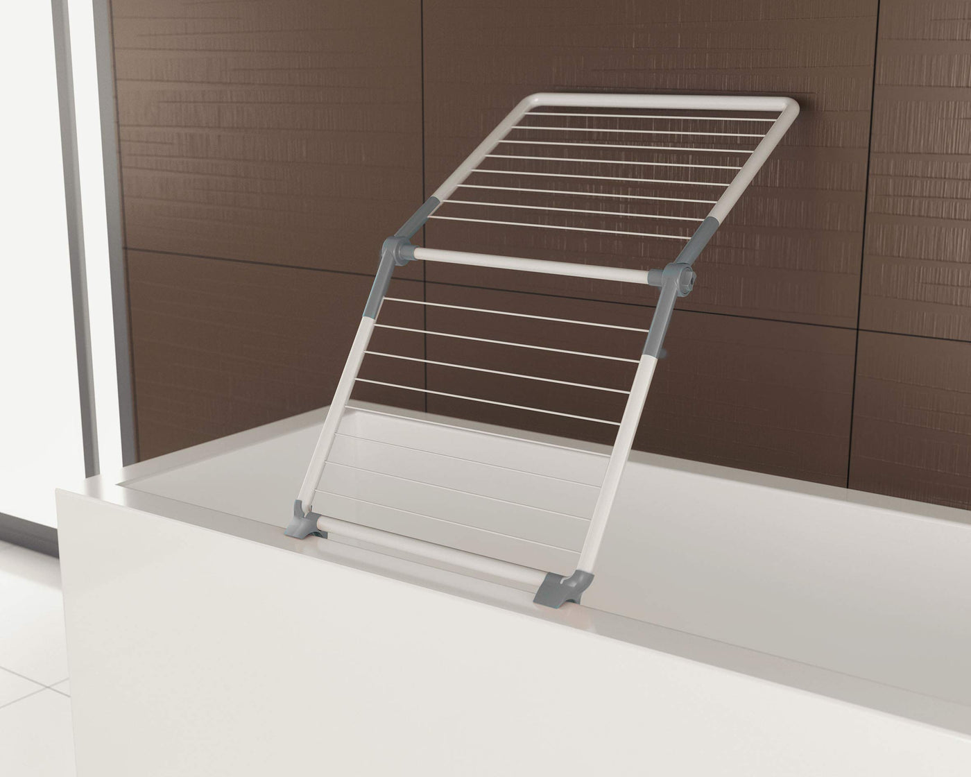 JUWEL Wäschetrockner Superdry Wing Obsidian Grey (Badewannentrockner klappbar, Trockenlänge 8,8 m, Wäscheständer für Dusche/Balkon, mit Kunststoff-Wäscheleinen) 40805