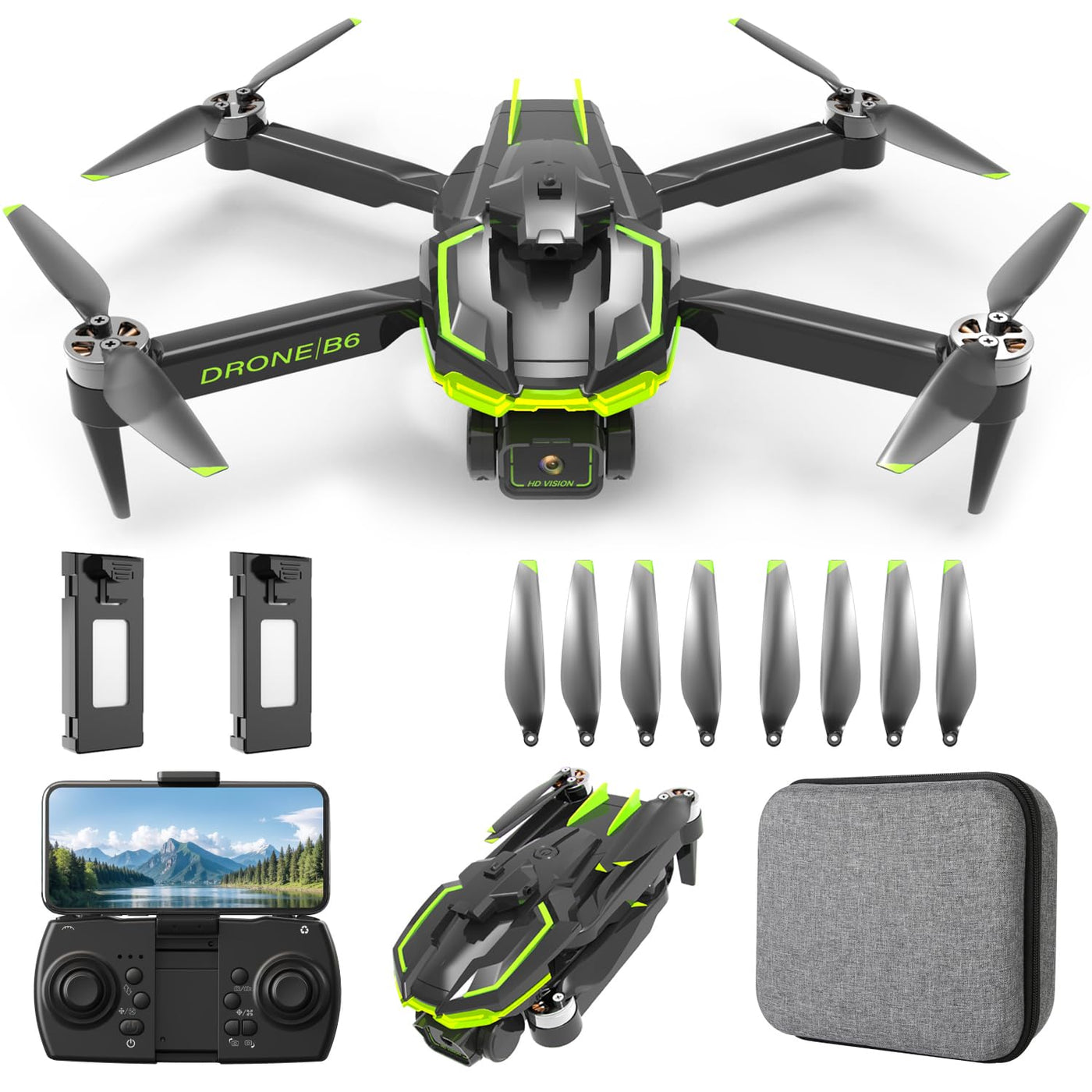 Drohne mit Kamera 4K für Kinder mit Bürstenlose Motor, RC Drone Quadcopter mit WiFi Übertragung, 38 mins Lange Flugzeit, Anfänger Drohne Spielzeug Geschenke für Jungen Mädchen (Green)