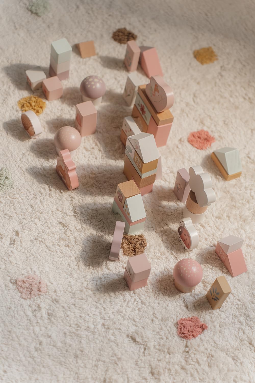 Little Dutch 7345 FSC Holz Bauklötze 50 Stück in Box - Fairy Garden rosa