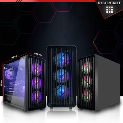 SYSTEMTREFF Basic Gaming Komplett PC Set AMD Ryzen 7 5700G 8x4.6GHz | AMD Radeon RX Vega 8 4K HDMI DX12 | 1TB M.2 NVMe | 32GB DDR4 RAM | WLAN Desktop Paket Computer für Gamer, Gaming