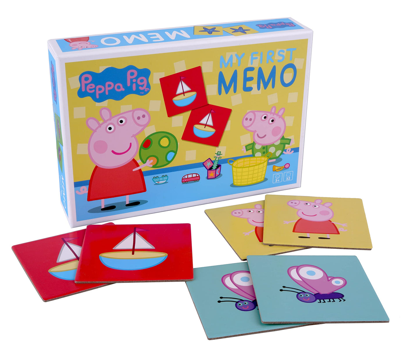 Barbo Toys - Peppa Wutz - Mein Erstes Memory - Für Kinder ab 3 Jahren – Memory Spiel - 32 Karten illustriert mit Peppa Pig Motiven – Lernspiele ab 3 Jahre - Offizielles Peppa Wutz Spielzeug