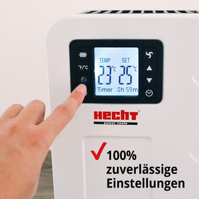 Hecht Elektroheizung (Brandneue Version) - Heizgerät für eine schnelle und wohlfühlende Wärme – Stromsparend - Mit 3 Leistungsstufen, Fernbedienung und Thermostat