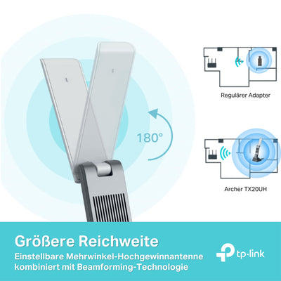 TP-Link Archer TX20UH WiFi 6 WLAN Stick für PC,USB WLAN Adapter AX1800 Dualband, MU-MIMO, WPA3, USB 3.0, nur Kompatibel mit Windows 10/11