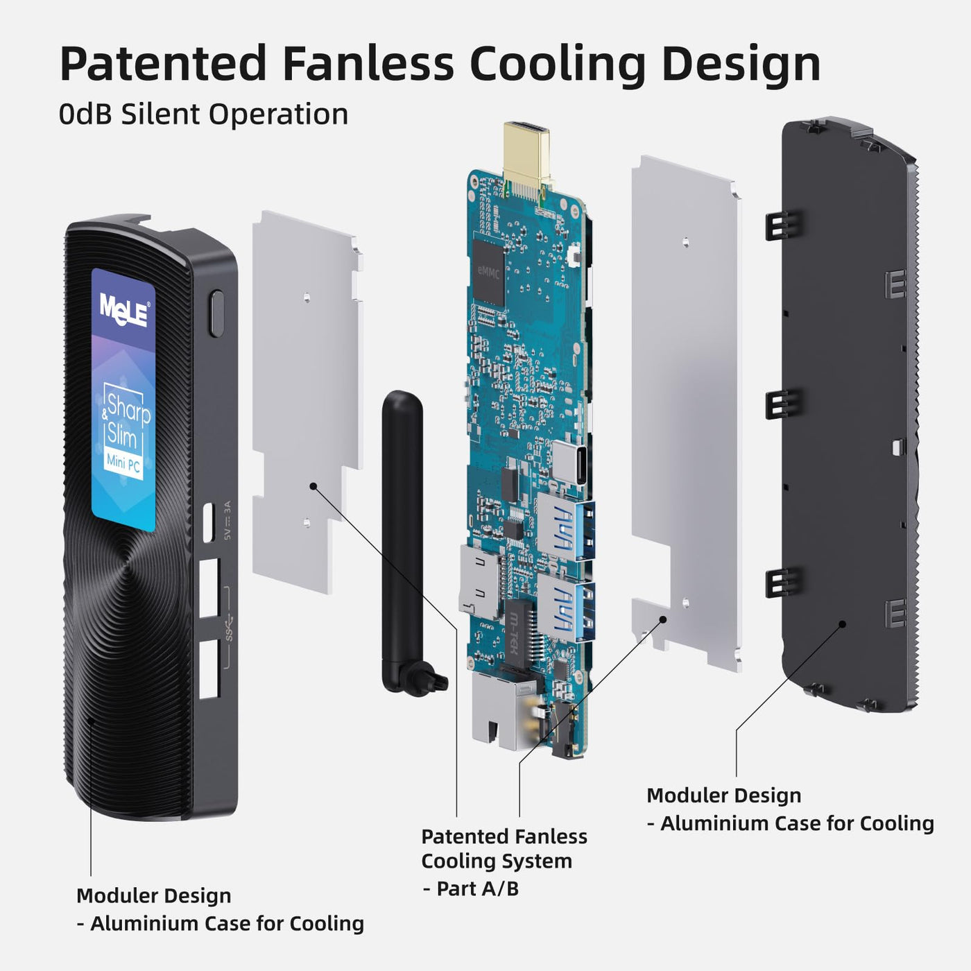 MeLE PCG02 Mini PC Stick Lüfterlos Windows 11 Pro Celeron J4125 8G 256G Tragbar Desktop Computer Stick HDMI 4K 60Hz, Wi-Fi5, Gigabit Ethernet, BT4.2 für Business Büro Industrie IOT Medien Haus