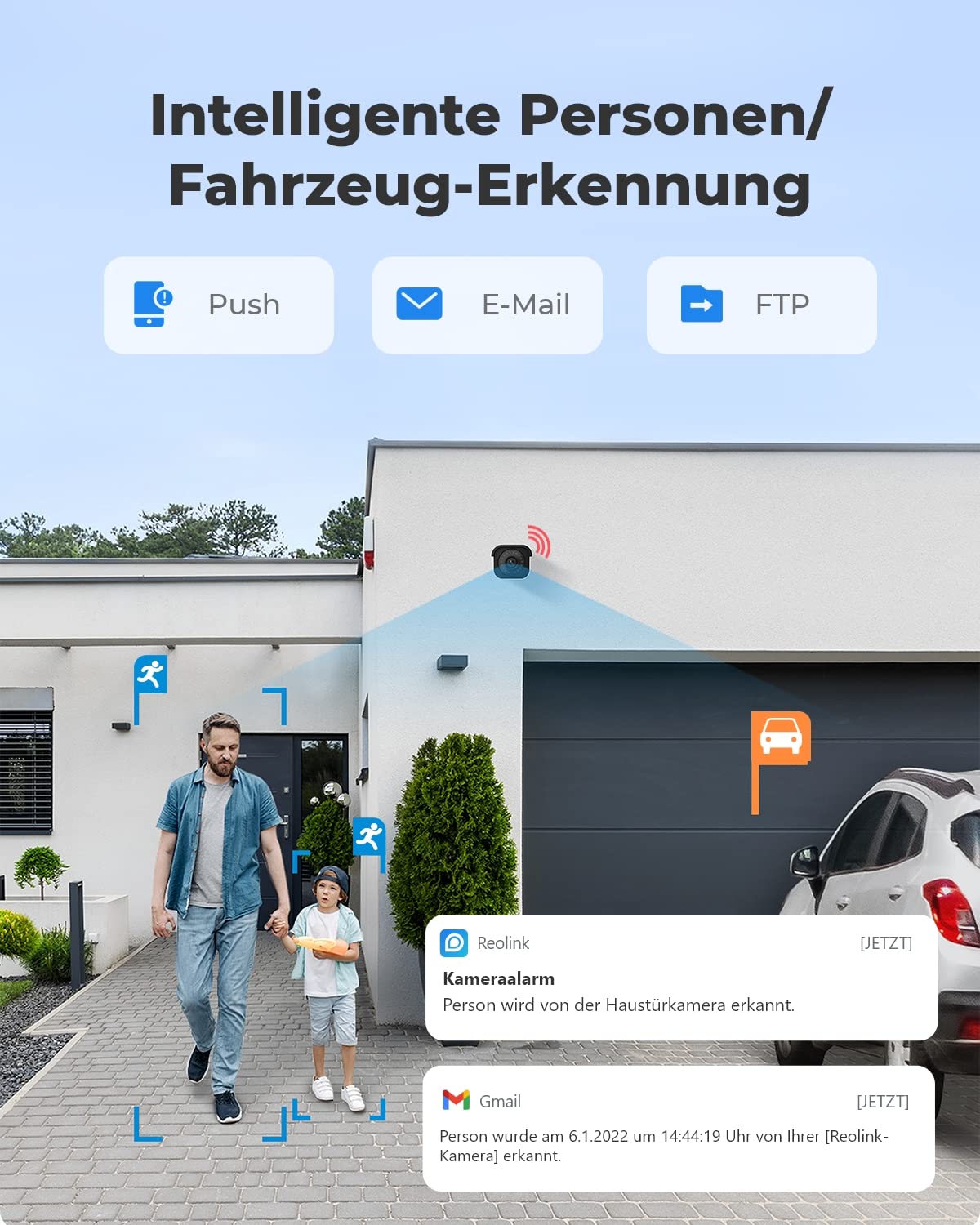 Reolink 2 Stück 4K Smarte PoE IP Kamera Outdoor mit Personen-/Autoerkennung, 8MP Überwachungskamera Aussen mit microSD Kartensteckplatz, 30m IR Nachtsicht, IP67, Zeitraffer, Fernzugriff, RLC-810A