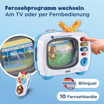 Vtech Lernspaß Fernseher – Interaktives Babyspielzeug ab 12 Monaten mit Musik, Tiergeräuschen, bunten Bildern und drehbarer Walze – Lernspielzeug für Babys & Kleinkinder