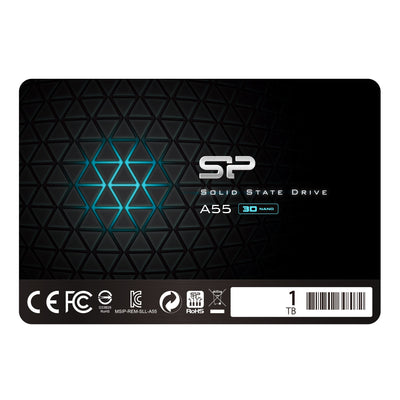 Silicon Power SSD 1TB 3D NAND A55 SLC Cache Performance Boost 2,5 Zoll SATA III 7mm (0,28") Interne SSD, Festkörper-Laufwerk
