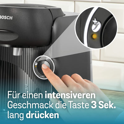 Bosch Tassimo Finesse Kapselmaschine TAS16B7 Kaffeemaschine by, 70 Getränke, intensiverer Kaffee auf Kopfdruck, Abschaltautomatik, perfekt dosiert, platzsparend, 1400 W, schwarz