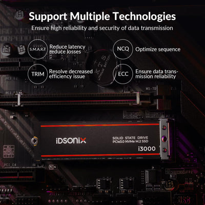 iDsonix M.2 SSD 1 TB, PCIe Gen3x4, Geschwindigkeit bis zu 3.100 MB/s, M.2 2280 NVME 1 TB SSD mit 3D NAND Flash und Kühlkörper, internes Solid State Laufwerk für Laptop, Desktop, Mini PC und Computer