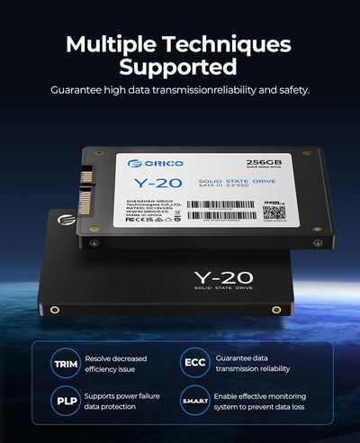 ORICO 2TB SSD SATA III 6Gb/s, 2.5“ Interne Solid State Festplatte, bis zu 500MB/s, Kompatibel mit Laptop und PC-Desktops-Y20
