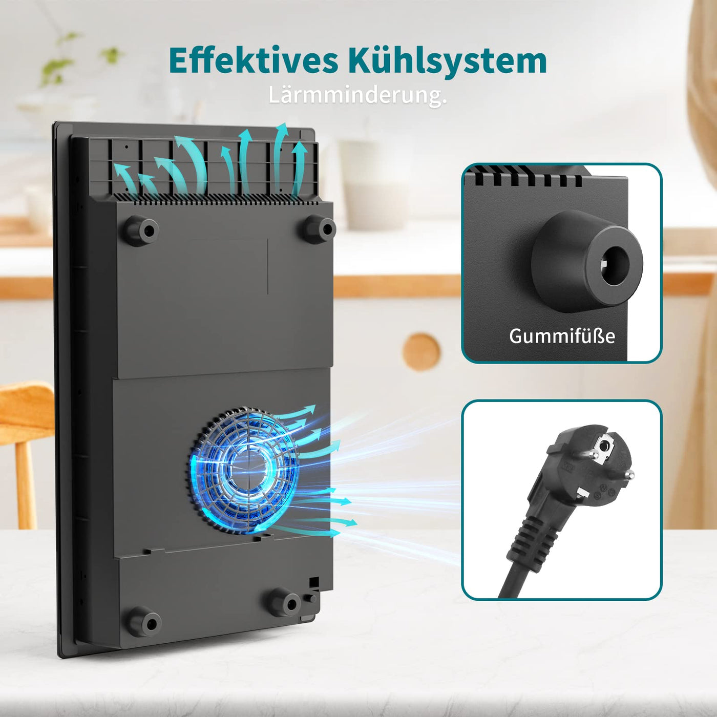 Induktionskochfeld mit Flexzonen, IsEasy domino Induktionskochfeld, Induktionskochfeld 2 platten mit 9 Leistungsstufen, Boost-Funktion,Kindersicherung und 1-99min Timer, 29.5cm, 3400W, Schwarz