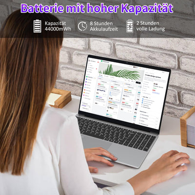 Molegar 2025 FHD Laptop Student/Geschäft,15.6 Zoll Laptop Computer mit 16GB DDR4 512GB SSD,Quad-Core N95(Bis zu 3.4GHz,Beat N5095),8000mAh Großer,2.4/5G WiFi,Webcam,USB 3.0,Beleuchtete Tastatur