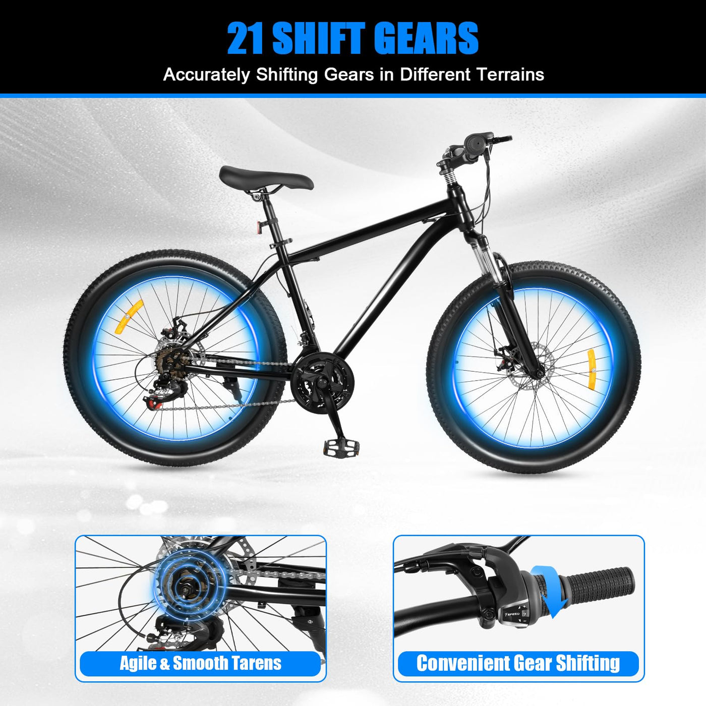 RibasuBB Mountainbike 26 Zoll, MTB Fahrrad 21 Gang Fahrräder Rennrad Bike Jugendfahrrad MTB Mountainbike Unisex, Belastung von 98kg, 165-185 cm Geeignete Höhe