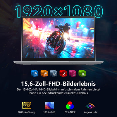 Gezoon 15.6 Zoll Laptop Computer | 15.6 Zoll FHD Display | 4C4T N100 Prozessor 3.4GHz | 16GB DDR4 RAM | 1TB SSD | UHD Graphics | Win 11 Pro | Duales WLAN | Bluetooth 5 | 2 x USB 3.0 | 6500 mAh