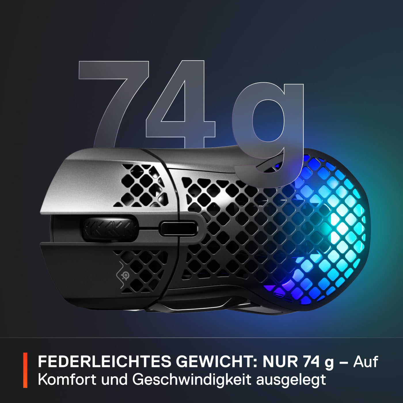 SteelSeries Aerox 5 Wireless – RGB Gaming-Mouse mit Öffnungen in der Oberfläche – Federleichtes, wasserabweisendes Design – 9 Tasten – Bluetooth/2,4 GHz – Optischer TrueMove Air-Sensor mit 18.000 DPI
