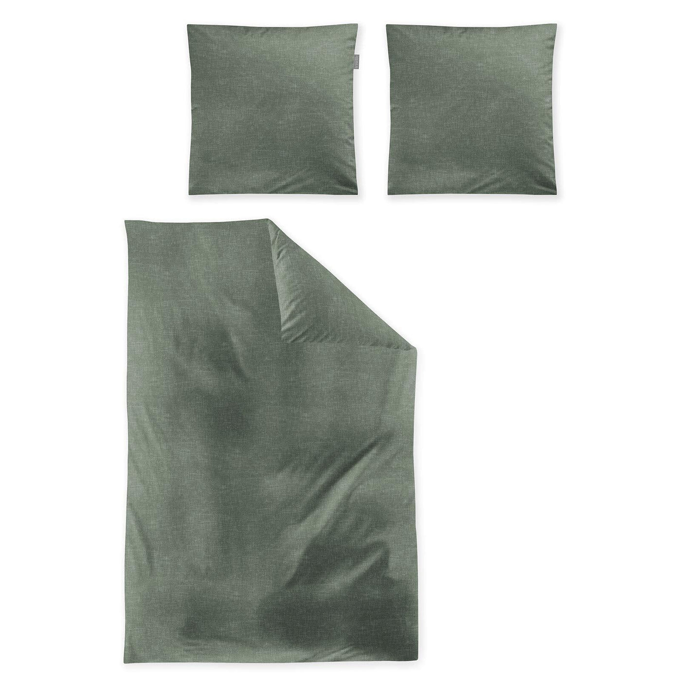 Irisette Edel-Feinbiber Bettwäsche Koala 8544 grün, 1 Bettbezug 135 x 200 cm + 1 Kissenbezug 80 x 80 cm