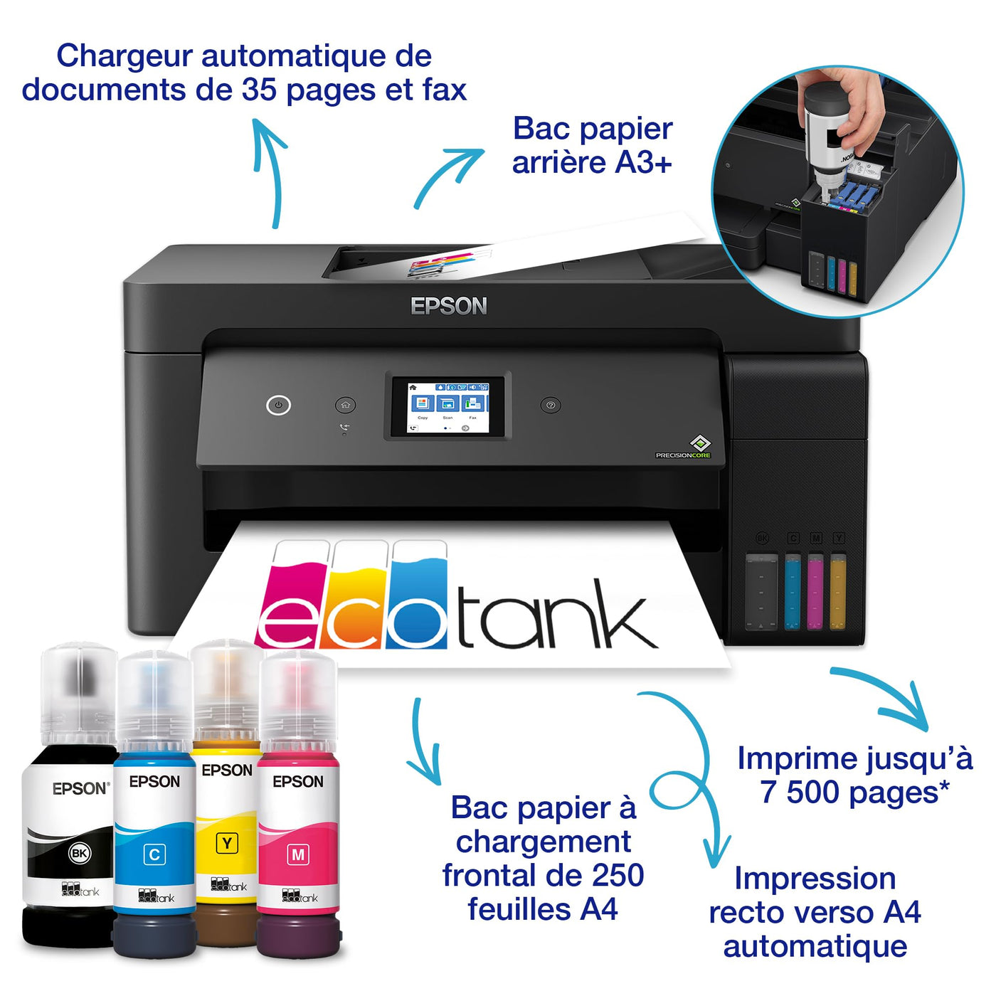 Epson EcoTank ET-15000 DIN-A3+-Multifunktions Wi–Fi-Tintentankdrucker, mit einem im Lieferumfang enthaltenen Vorrat an Tinten für bis zu 3 Jahre