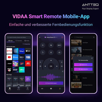 Antteq V32-AH3Q1L-BT 32 Zoll Smart TV(Fernseher 81 cm),Voice Remote Control,HD,Triple Tuner(DVB-T2/S2/C),App Store,DAZN,UVM,WiFi,Hotelmodus,2024