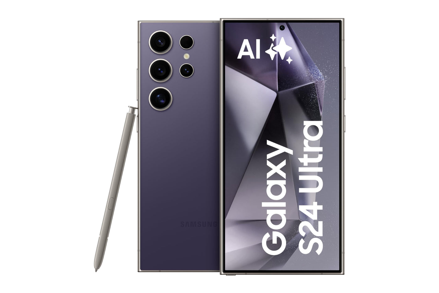 Samsung Galaxy S24 Ultra AI Smartphone, Android-Handy ohne Vertrag, 12GB RAM/256GB Speicher, 200-MP-Kamera, S Pen, Lange Akkulaufzeit, Titanium Violet, 3 Jahre Herstellergarantie