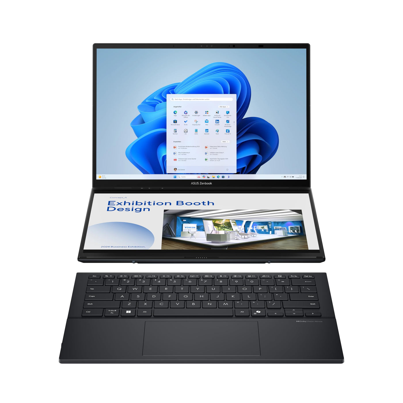 ASUS Zenbook Duo OLED UX8406CA | 14" WUXGA 16:10 OLED Display | 16 GB RAM | 1 TB SSD | Intel Core i9 | Intel Arc | Windows 11 | QWERTZ Tastatur | Inkwell Gray