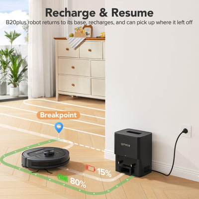 BPMIO Saugroboter mit Wischfunktion, 2.5L Staubsauger Roboter mit Absaugstation, 120Min Laufzeit, LiDAR Navigation, Starke Saugkraft ideal für Teppich und Tierhaare, App-Steuerung