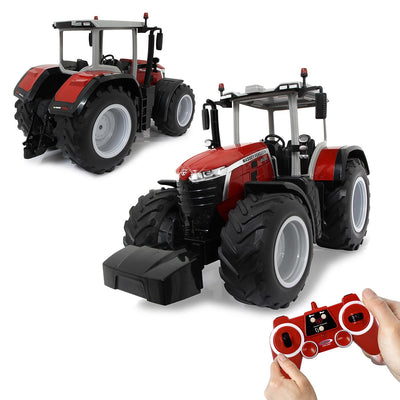 JAMARA Massey Ferguson 8S.285 1:16 2,4Ghz - RC Traktor, Motorsound (abschaltbar), Rückfahrwarnsound, Abschaltfunktion, 2 Radantrieb, Gummireifen, helle LED, Blinker, Demo Funktion