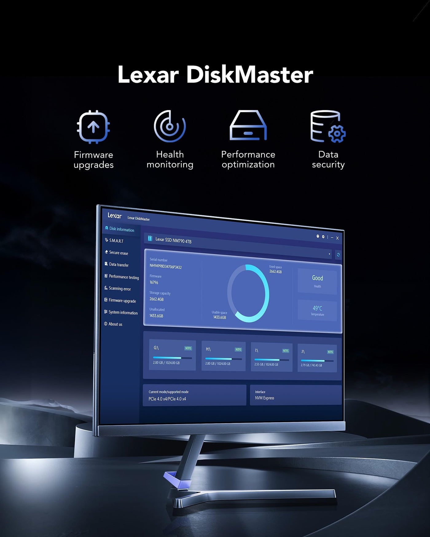 Lexar EQ790 1TB SSD M.2 2280 PCIe Gen4x4 NVMe 1.4, Interne SSD, 7000 MB/s Lesen, 5000 MB/s Schreiben für Intensive Workloads, PS5 & PC Gaming, Leistungsstarkes internes Solid State Laufwerk