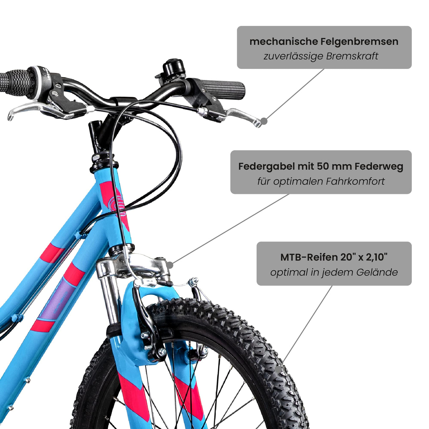 Galano GA20 Kinder Fahrrad ab 120-135cm oder 6 Jahre 7 Gang Mountainbike 20 Zoll für Mädchen oder Jungen Kinderfahrrad Hardtail MTB vorne gefedert, leicht (blau, 26 cm)