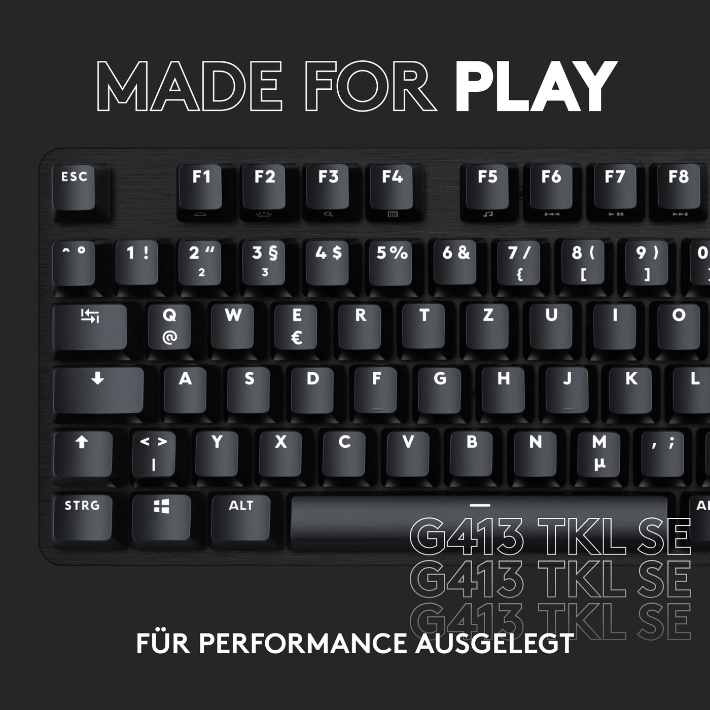 Logitech G413 TKL SE Mechanische Gaming-Tastatur - Mit Hintergrundbeleuchtung und taktilen mechanischen Schaltern, Anti-Ghosting, Kompatibel mit Windows, macOS, Deutsches QWERTZ-Layout - Schwarz