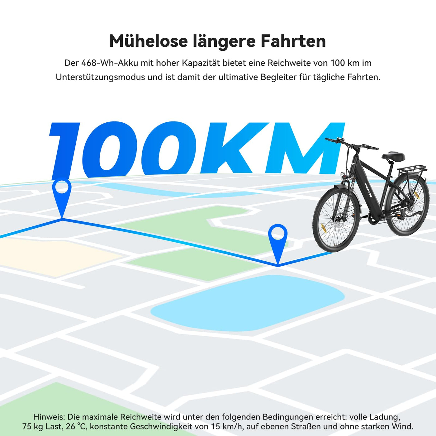 Foride Roamer 1 27,5" E-Bike für Erwachsene, 7 Gang Elektrofahrrad mit Austauschbarem 36V 13Ah Akku, 250W Motor, 25 km/h und 100km Reichweite E-Bike Damen Herren für Städtische Pendler