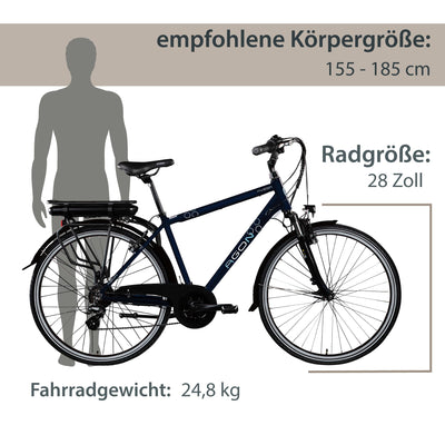 AGON Avesa E Bike Trekkingbike Herren oder Damen 28 Zoll 155-185 cm Pedelec Elektrofahrrad mit Ananda Motor 25 km/h (dunkelblau, 48 cm)